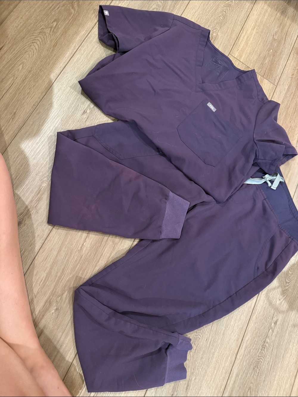 Figs Women's V-Neck Scrub Set in Deep Plum